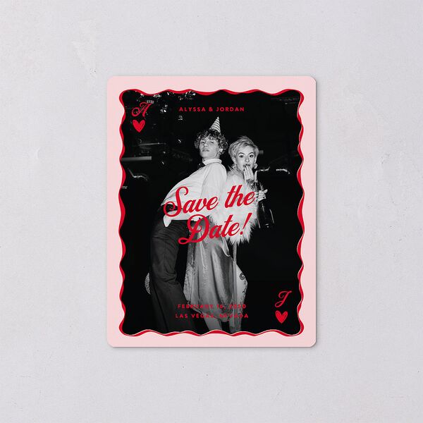 Hand Drawn Las Vegas Hearts Save The Date Magnets Crimson Magnet Paper