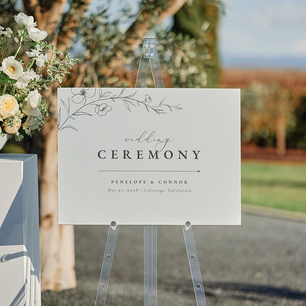 Graceful Botanical Standard Direction Sign Medium Shadow Gray Standard Indoor Foam Core M Direction