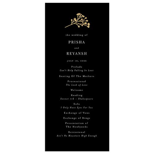 Baby's Breath Wedding Programs Gold Licorice Signature