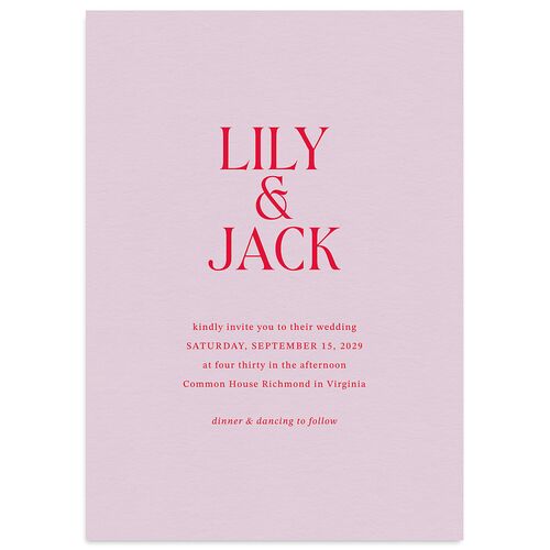 Elegant Minimalist Wedding Invitations Sheer Lilac Signature Blank No Standard