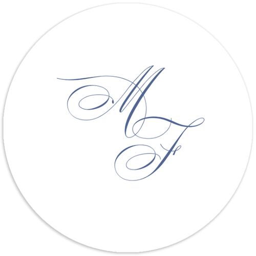 Elegant Rose Crest Wedding Stickers Sapphire Circle