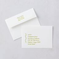 Modern Hand Drawn Wavy Frame Wedding Invitation Envelopes White Chartreuse Both Recipient and Return Addresses Standard Signature