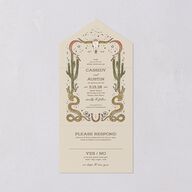 Southwestern Nouveau All-in-One Wedding Invitations Umber Signature Light Both Recipient and Return Addresses No