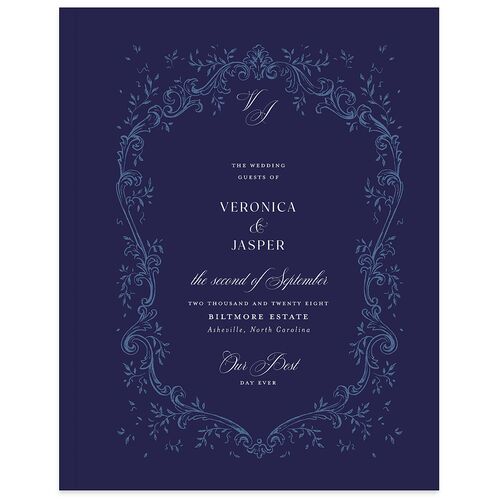 Formal Opulent Frame Guest Books Royal Blue