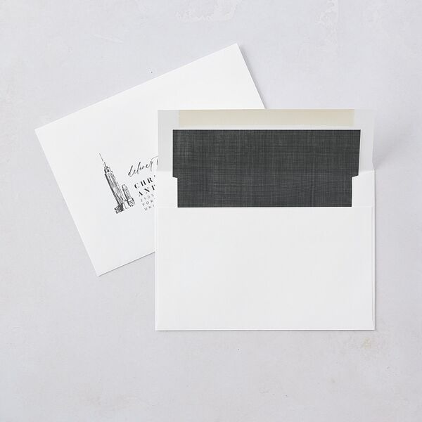Love in NYC Save The Date Cards Medieval Grey Signature smooth Blank No Standard