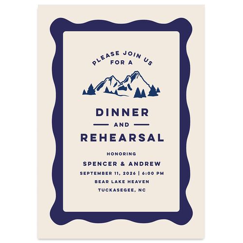 Adventure Icon Rehearsal Dinner Invitations Navy Signature Blank