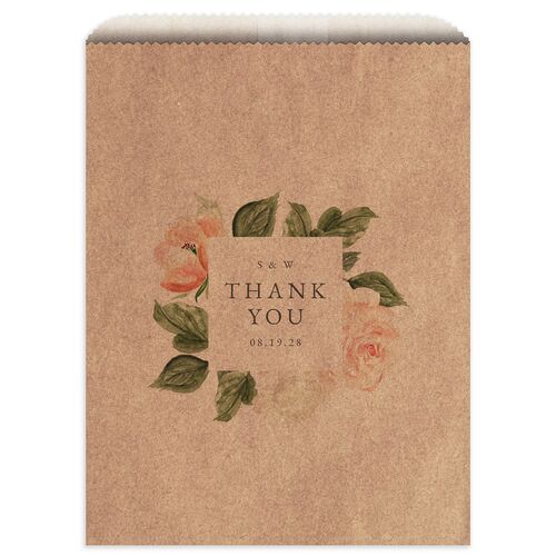 Romantic Garden Favor Bags Kraft Peach Pink Wax-Lined Food Safe Paper