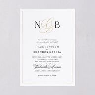 Romantic Ampersand Foil Wedding Invitations Pure White Gold Signature Blank No Standard
