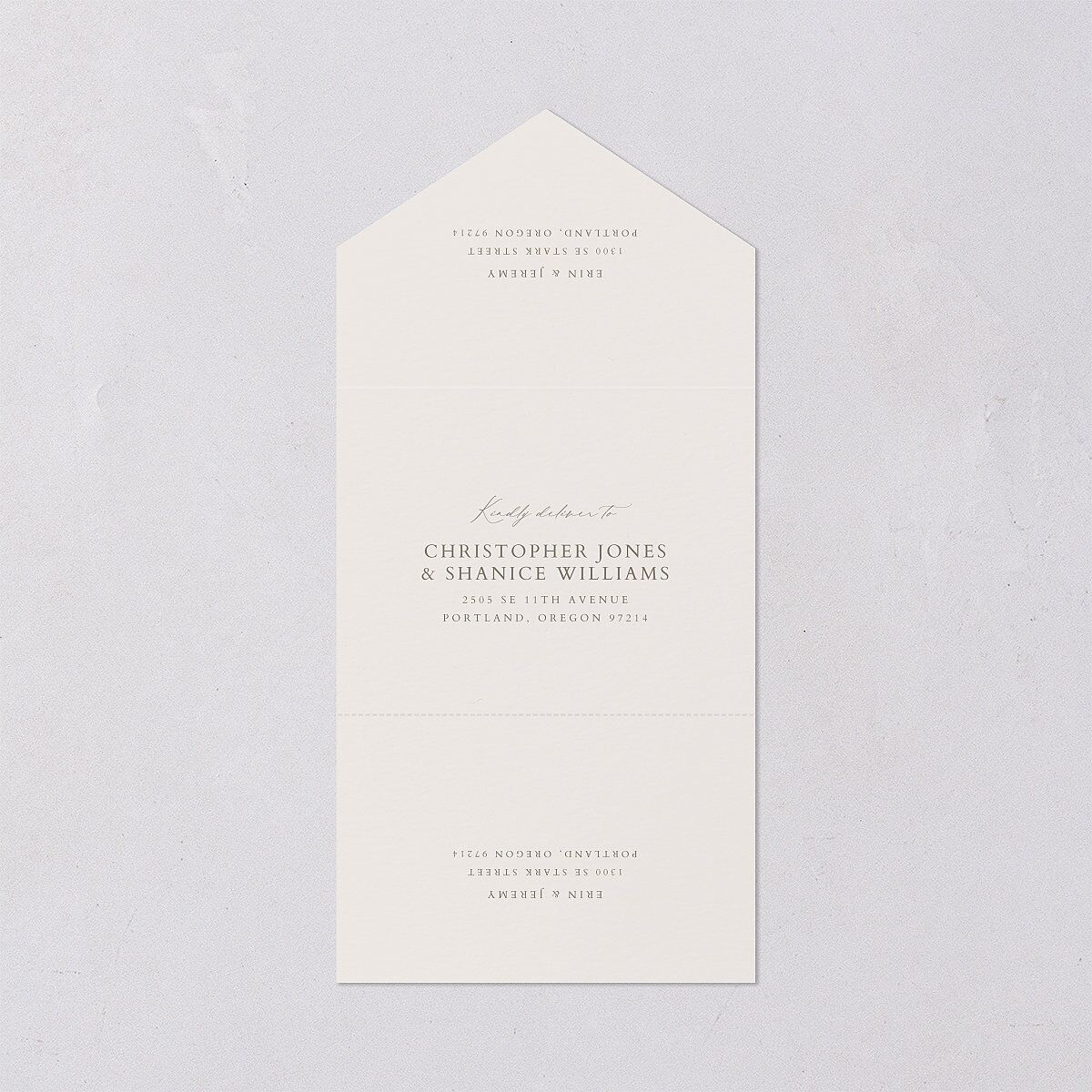Butterfly Botanical All-in-One Wedding Invitations Pure White Signature Light Both Recipient and Return Addresses No