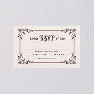 Vintage Storybook All-in-One Wedding Invitations Merlot Signature Light Both Recipient and Return Addresses No