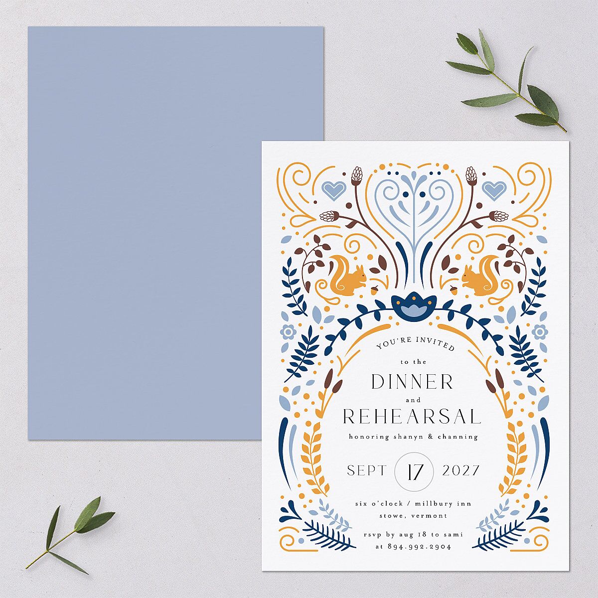 Nordic Folk Rehearsal Dinner Invitations Butterscotch Signature Blank