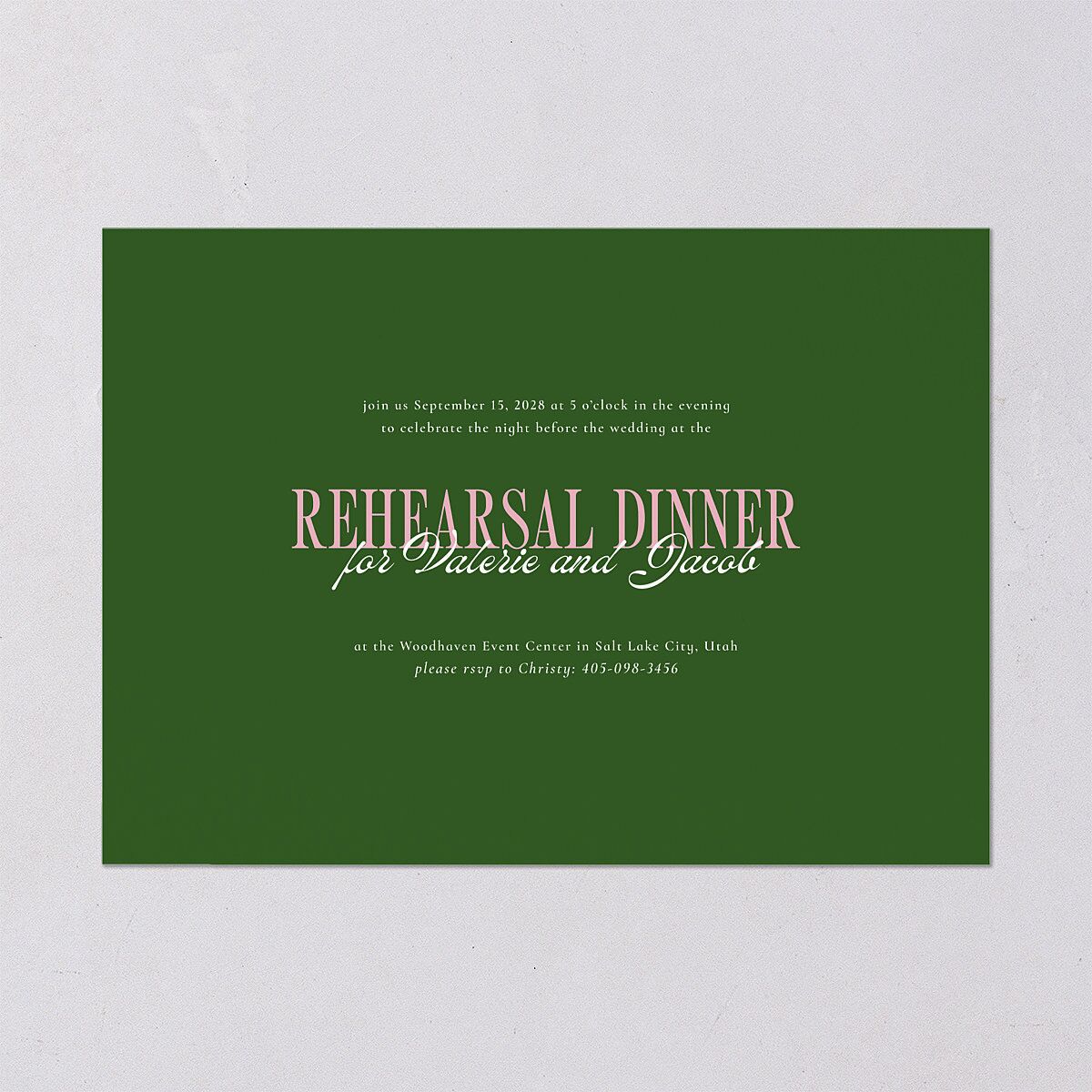 Wavy Frame Photo Rehearsal Dinner Invitations Scottish Green Signature Blank Standard