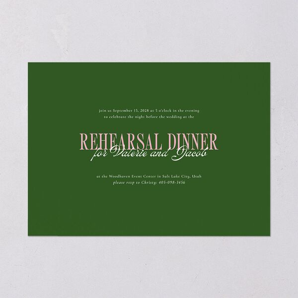 Wavy Frame Photo Rehearsal Dinner Invitations Scottish Green Signature Blank Standard