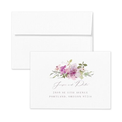 Garden Arch Wedding Response Card Standard Envelopes White Eggplant Return Address Signature Standard