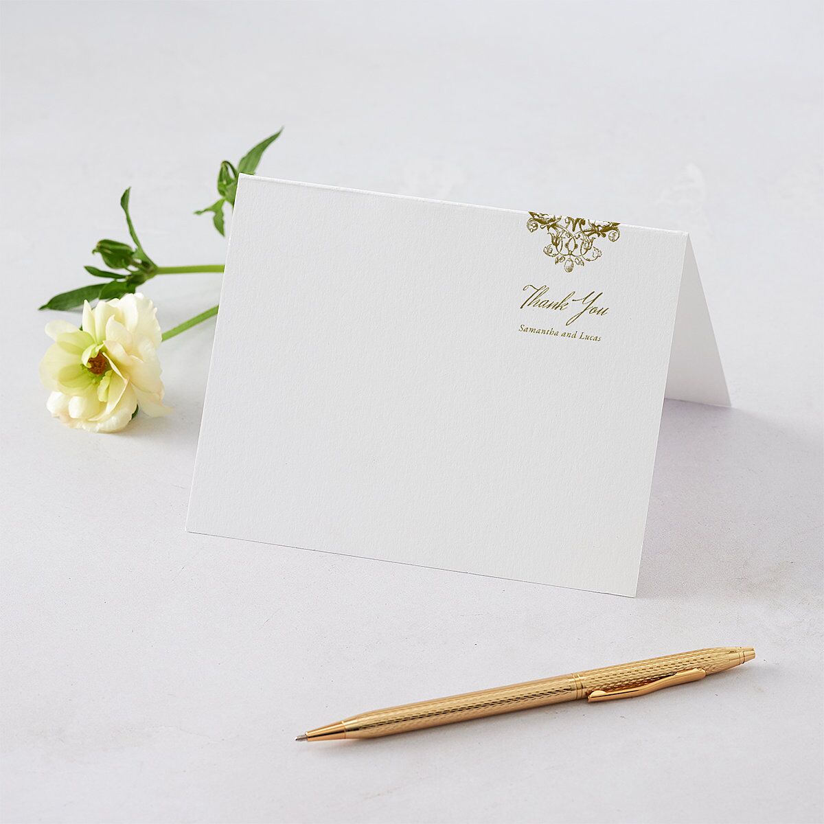 Ornate Vintage Crest Thank You Cards — view 1
