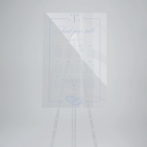 Coastal Oysters and Anchors Acrylic Seating Chart Large Sea Blue Standard Acrylic L Seating