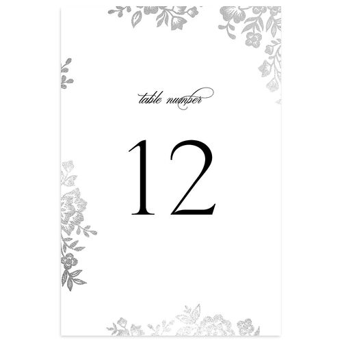 Foil Lace Table Numbers Silver Pure White Signature
