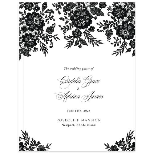 Ornate Lace Wedding Guest Book Midnight