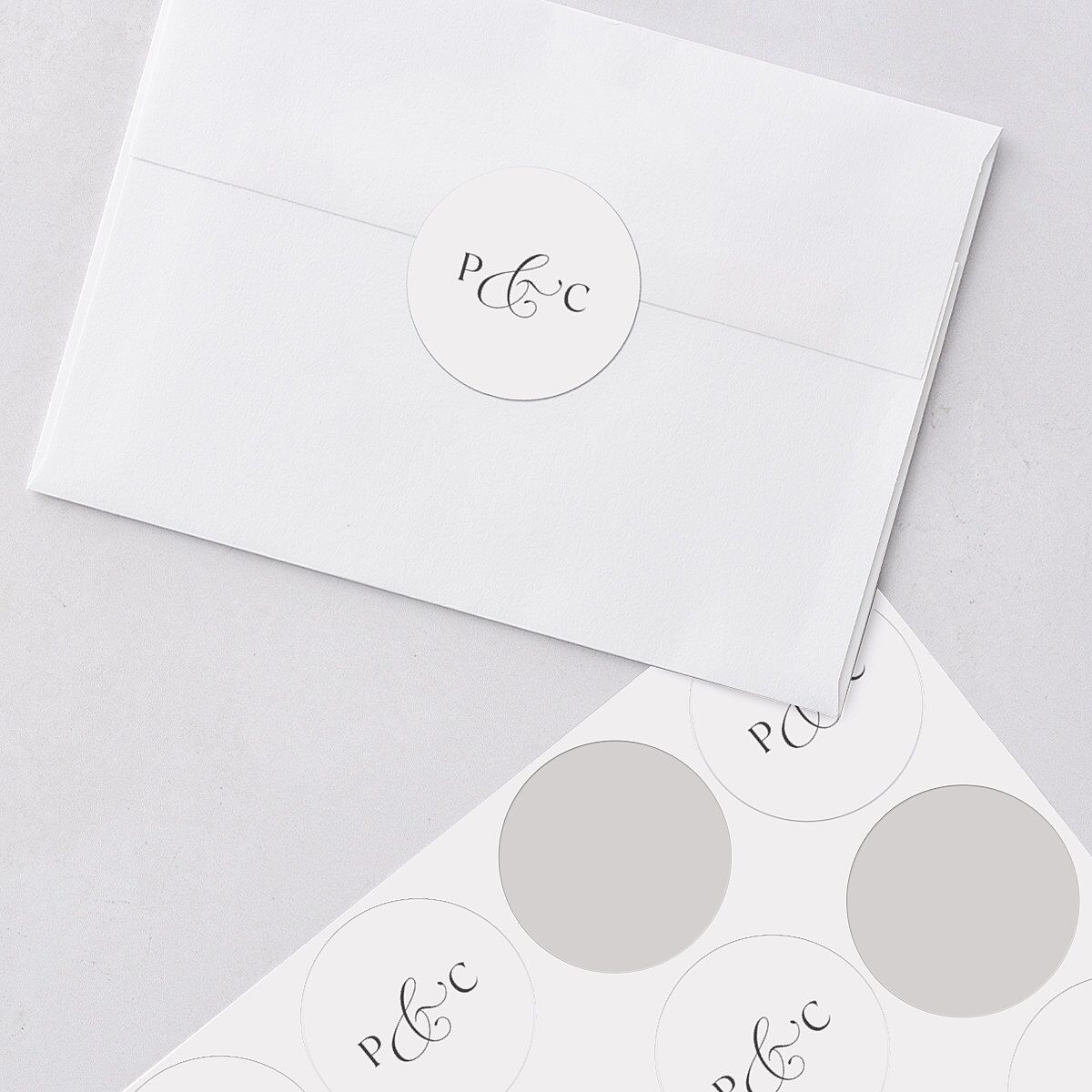 Glamorous Crown Monogram Crest Wedding Stickers by Bridgerton Pure White Circle
