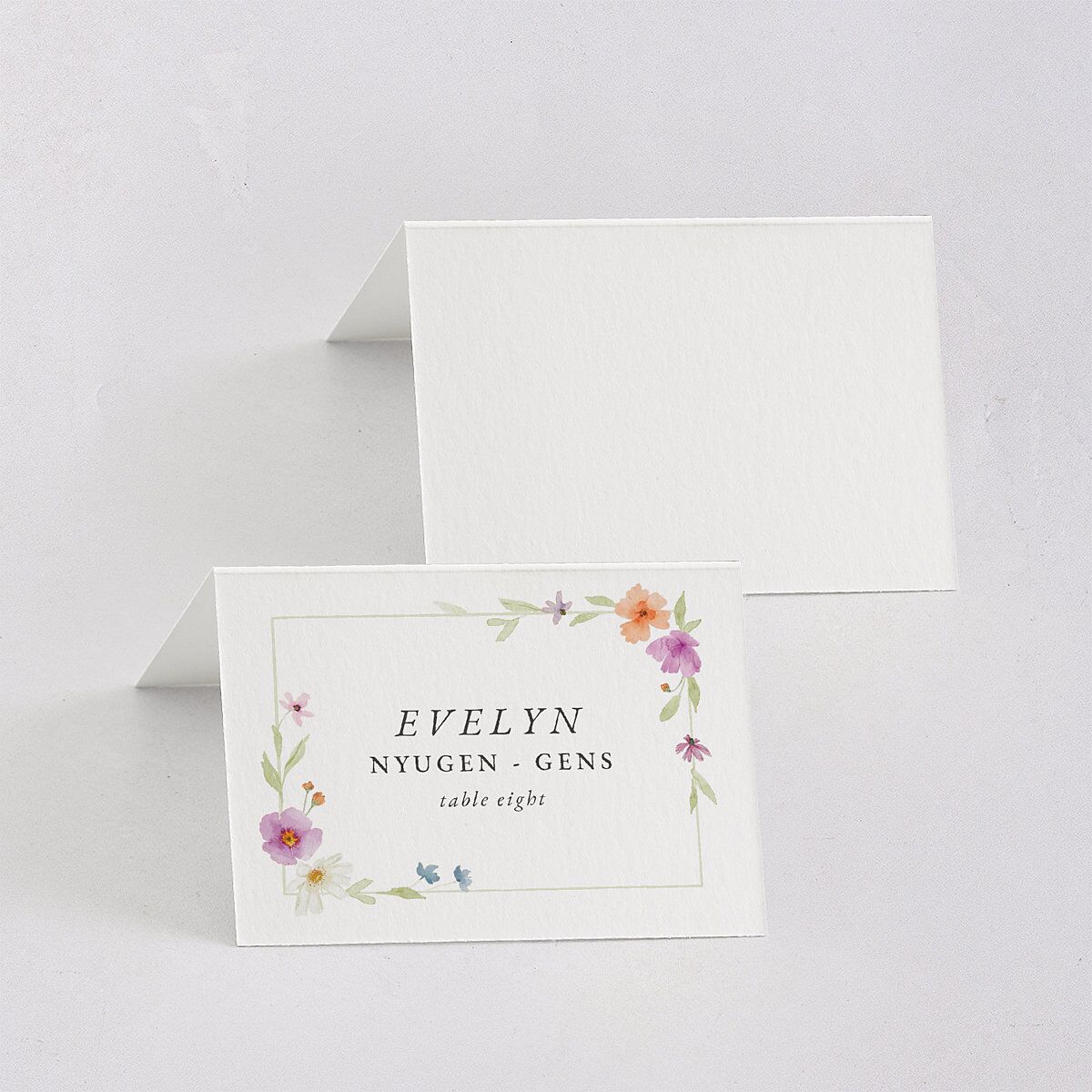 Classic Wildflower Frame Place Cards Amethyst Signature