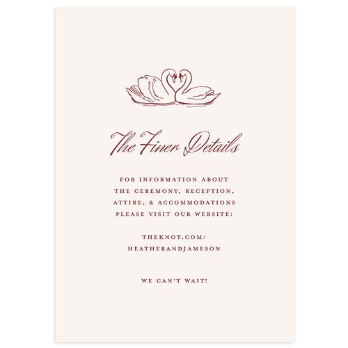 Elegant Swans Wedding Event Detail Cards Jewel Red Signature Standard
