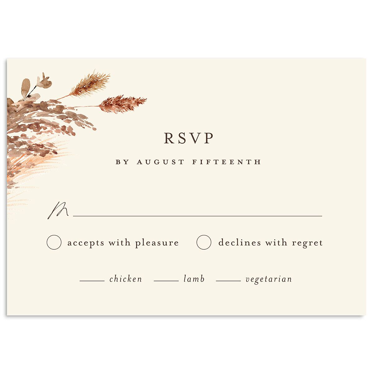 Soft Pampas Wedding Response Cards