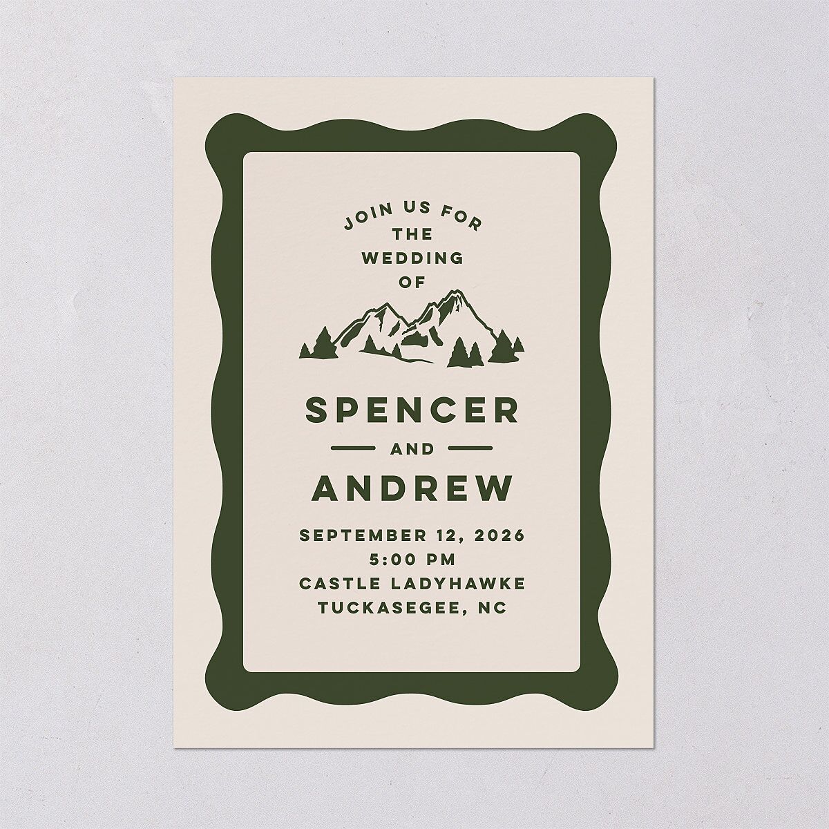 Adventure Icon Wedding Invitations Hunter Green Signature Blank No Standard