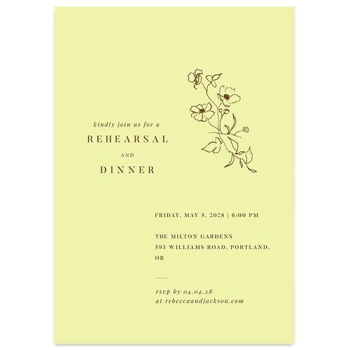 Elegant Minimal Rehearsal Dinner Invitations Deep Bronze Signature Blank Standard