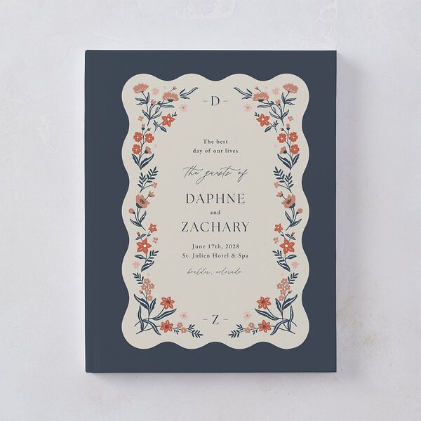 Flora Garden Border Guest Books Moody Blue