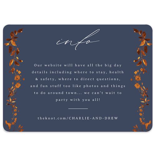 Simple Vine Wedding Enclosure Cards Moody Blue Signature Rounded