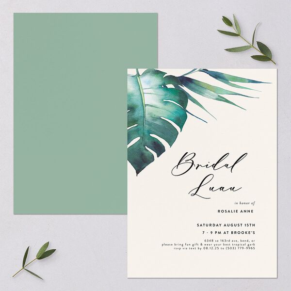 Palm and Protea Bridal Shower Invitations Sky Signature Blank