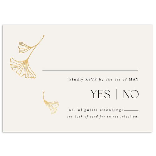 Ginkgo Leaves Wedding Response Cards Gold Champagne Signature Standard
