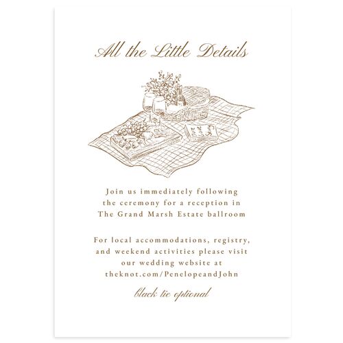 Elegant Italian Toile Wedding Enclosure Cards Mocha Signature Standard