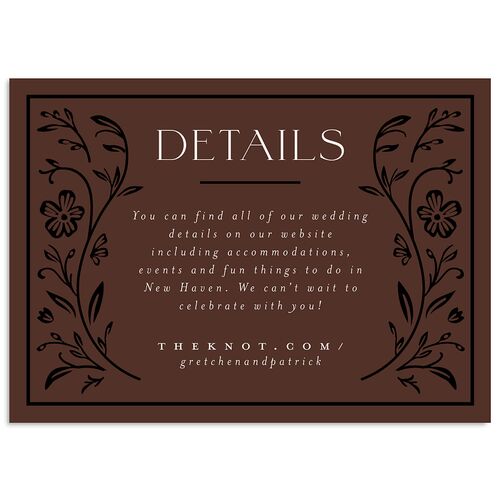 Ornate Storybook Wedding Event Detail Cards Chocolate Signature Standard