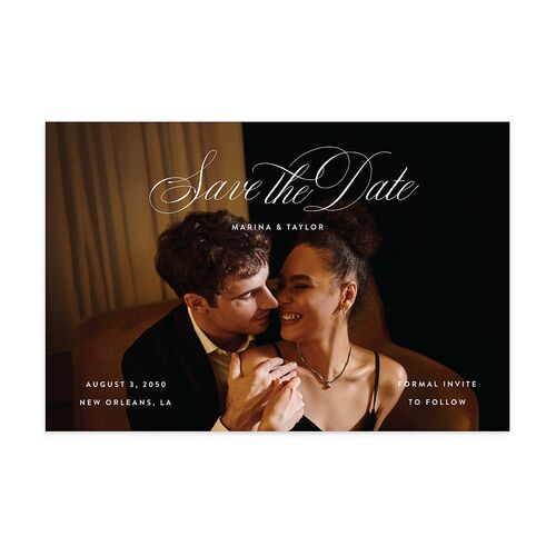 Vintage Classic Photo Save the Date Postcards Midnight