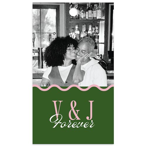 Wavy Frame Photo Favor Gift Tags Scottish Green Signature