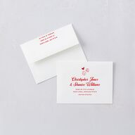 Hand Drawn Las Vegas Hearts Save the Date Magnet Envelopes White Crimson Both Recipient and Return Addresses Signature Standard