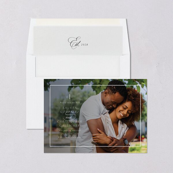 Lasting Frame Save the Date Cards Pure White Signature smooth Blank No Standard