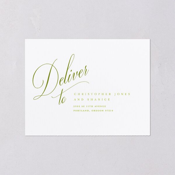 Modern Wedding Of Calligraphy All-in-One Wedding Invitations Chartreuse Signature Light Both Recipient and Return Addresses No