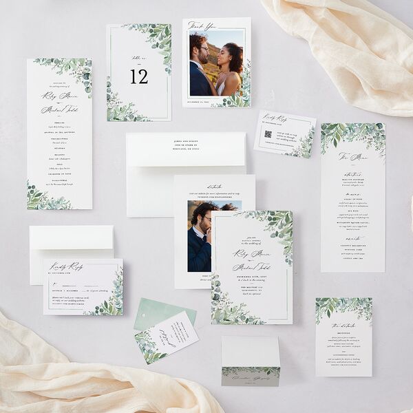 Gorgeous Greenery Wedding Response Cards Pure White Signature Standard