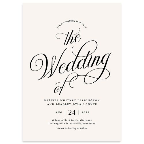 Elegant Hollywood Calligraphy Wedding Invitations Linen Signature Blank No Standard