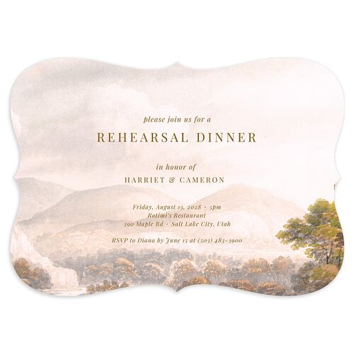 Vintage Landscape Rehearsal Dinner Invitations Umber Signature Blank Bracket