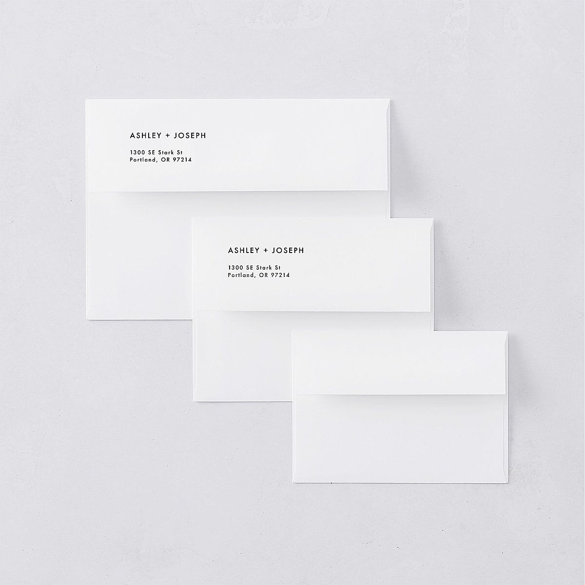 Modern Wave Save The Date Card Envelopes White Standard Cream Both Recipient and Return Addresses Signature