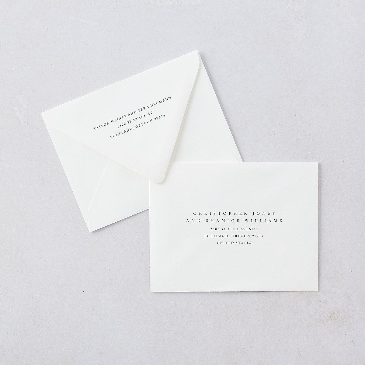 Rich Greenery Thank You Card Euro Envelopes White Hunter Green Both Recipient and Return Addresses Luxe Signature