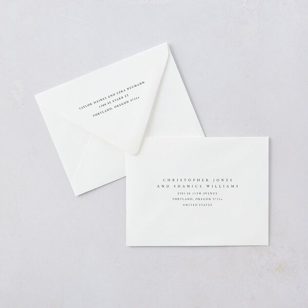 Rich Greenery Thank You Card Euro Envelopes White Hunter Green Both Recipient and Return Addresses Luxe Signature