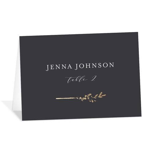 Exquisite Branches Botanical Place Cards Gold Charcoal Signature