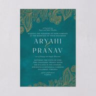 Indian Ornamental Elegance Wedding Invitations Pure White Signature Blank No Standard