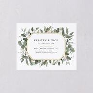 Eucalyptus Frame Save the Date Petite Cards Pure White Signature smooth Blank No Standard