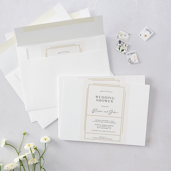 Refined Frame Bridal Shower Invitations Snow Signature Blank