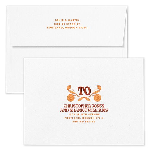 Wedstock Wedding Invitation Envelopes White Red Clay Both Recipient and Return Addresses Standard Signature